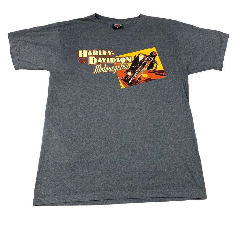 Harley Davidson Motorcycles Graphic T Shirt Mens XL Gray Short Sleeve‎ USA Made